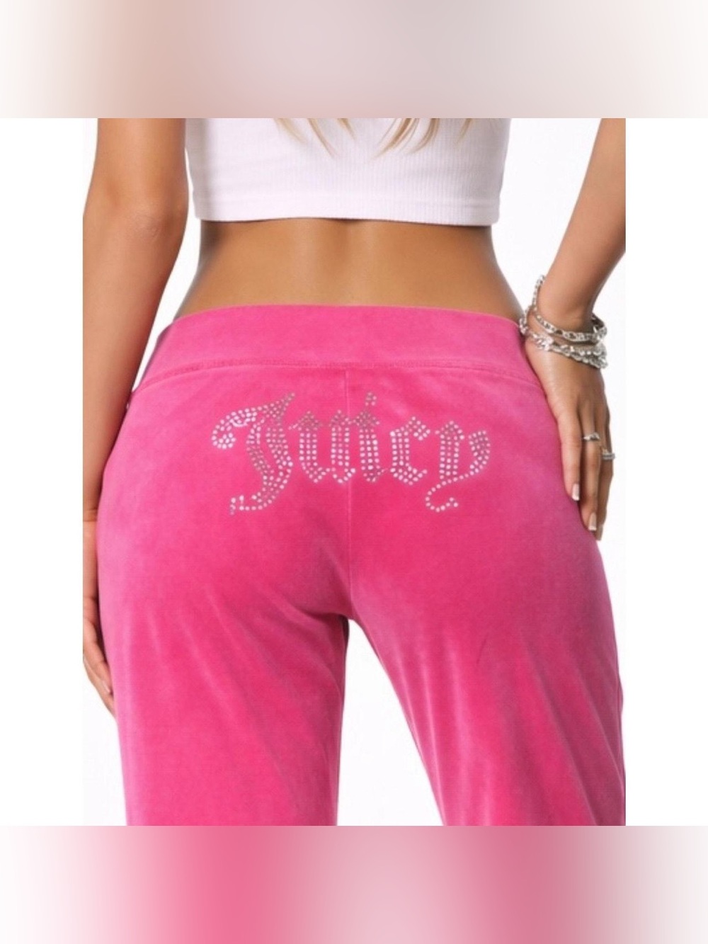 ❦ Juicy Couture Hot Pink Velour Rhinestone Pants ❦